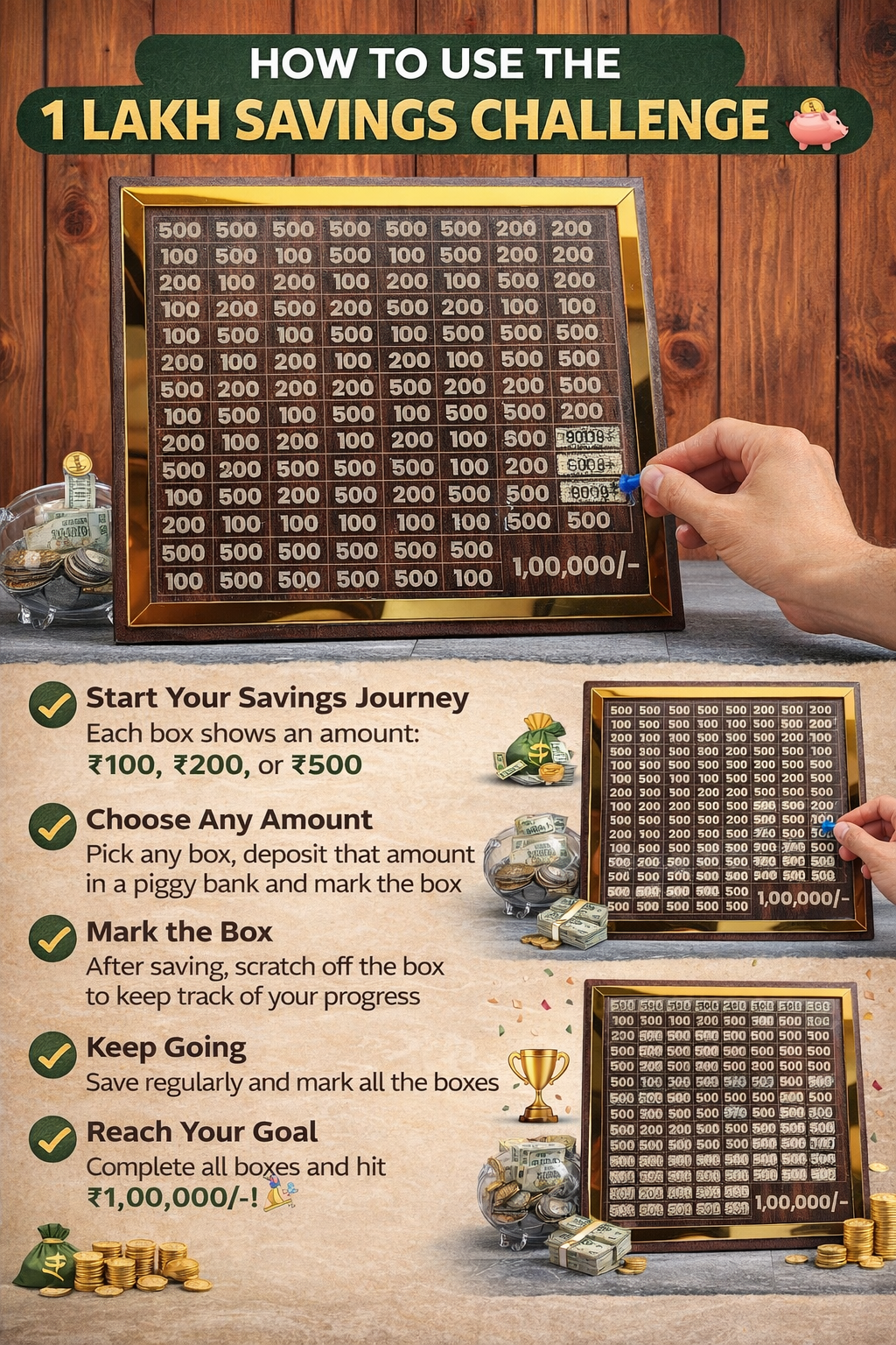 Savings Challenge Piggy Bank